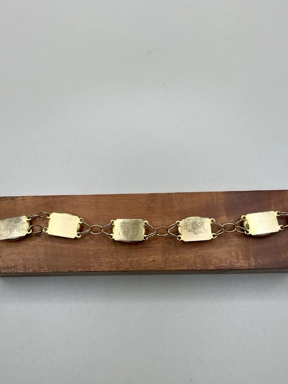 VTG Italian Venetian Floral Glass Cabochon Bracelet Gold Tone Mid Century MCM